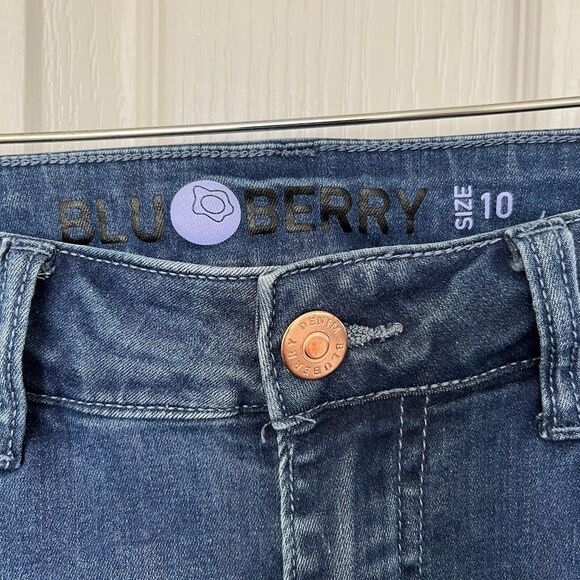 Bluberry Jeans Women 10 Amira Straight Leg Zipper-Fly Medium Wash Distressed $89 - Picture 3 of 6